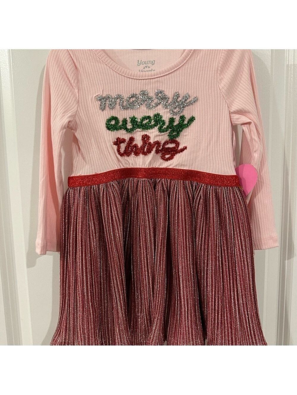 Pink and Red Long Sleeve Dress Size 2T NWT